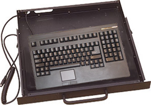 1U rack mount keyboard with mouse pad