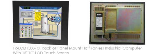 TR-LCD1500-ITX Rack or Panel Mount Half Fanless Industrial Computer With 15inch TFT LCD Touch Screen