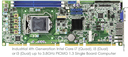 Industrial 4th Generation Intel Core i7 (Quad), i5 (Dual) or i3 (Dual) up to 3.8GHz PICMG 1.3 Single Board Computer